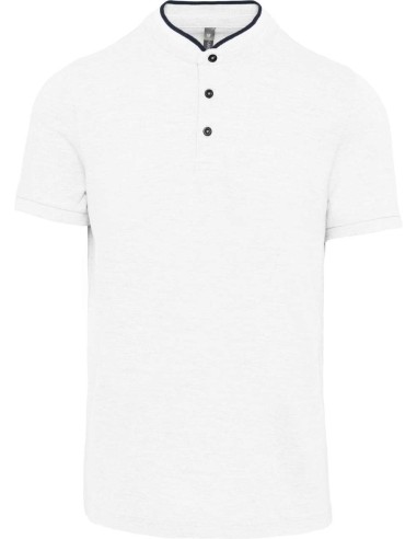 KAR-K223-MEN'S SHORT SLEEVE POLO SHIRT WITH MANDARIN COLLAR