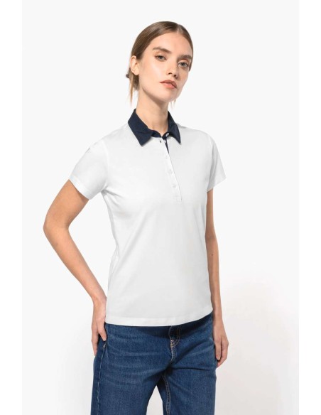 KAR-K261-LADIES' TWO-TONE JERSEY POLO SHIRT