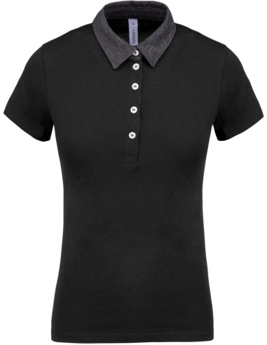 KAR-K261-LADIES' TWO-TONE JERSEY POLO SHIRT