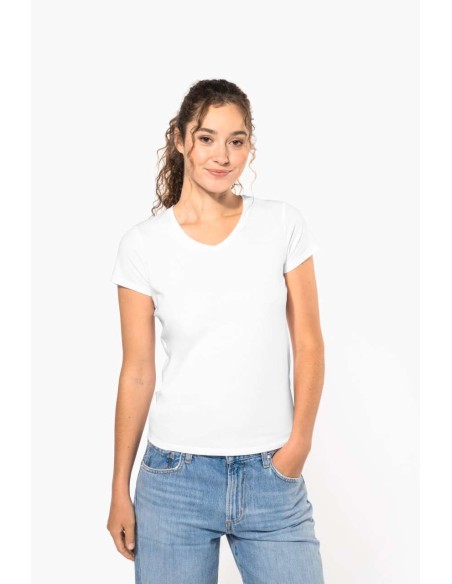 KAR-K3015-LADIES' SHORT-SLEEVED V-NECK T-SHIRT
