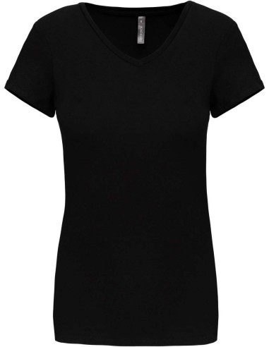 KAR-K3015-LADIES' SHORT-SLEEVED V-NECK T-SHIRT