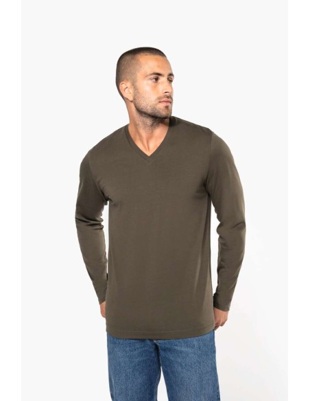 KAR-K358-T-shirt col V manches longues