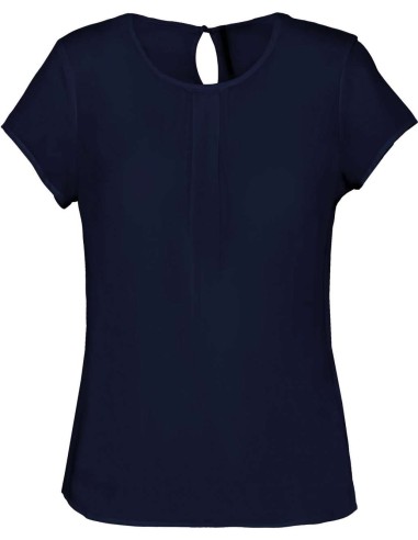 KAR-K5002-LADIES' SHORT-SLEEVED CREPE BLOUSE