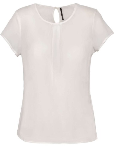 KAR-K5002-LADIES' SHORT-SLEEVED CREPE BLOUSE