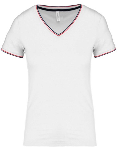 KAR-K394-LADIES' PIQUÉ KNIT V-NECK T-SHIRT