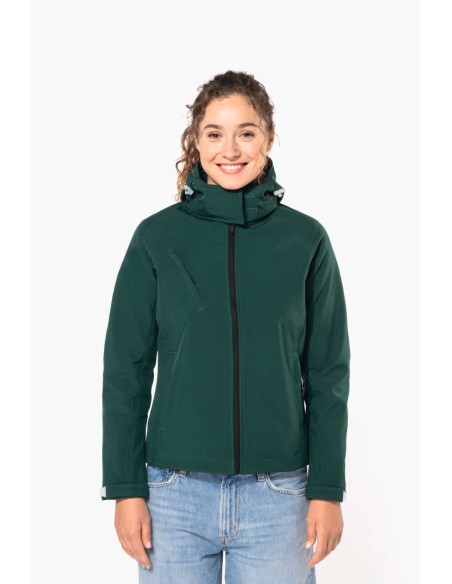 KAR-K414-LADIES' DETACHABLE HOODED SOFTSHELL JACKET
