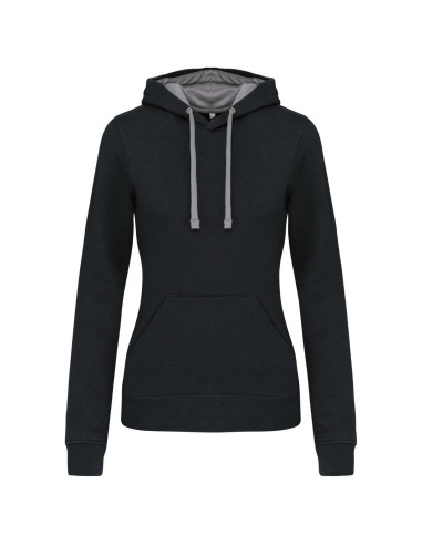 KAR-K465-LADIES’ CONTRAST HOODED SWEATSHIRT