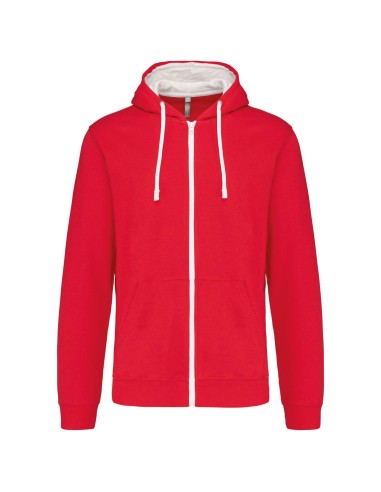 KAR-K466-MEN'S CONTRAST HOODED FULL ZIP SWEATSHIRT