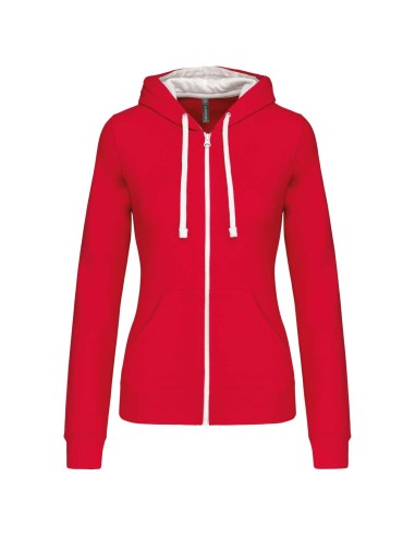 KAR-K467-LADIES’ CONTRAST HOODED FULL ZIP SWEATSHIRT