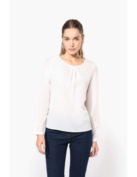 KAR-K5003-LADIES' LONG-SLEEVED CREPE BLOUSE