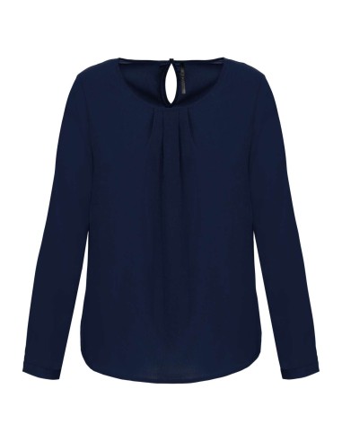 KAR-K5003-LADIES' LONG-SLEEVED CREPE BLOUSE