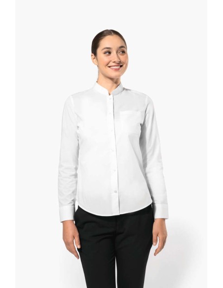 KAR-K514-LADIES' LONG-SLEEVED MANDARIN COLLAR SHIRT