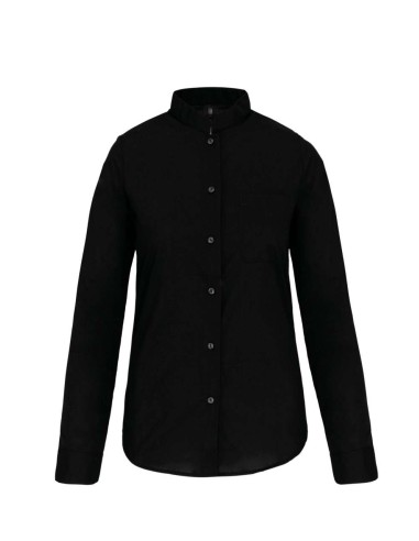 KAR-K514-LADIES' LONG-SLEEVED MANDARIN COLLAR SHIRT