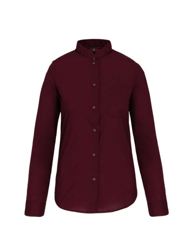 KAR-K514-LADIES' LONG-SLEEVED MANDARIN COLLAR SHIRT
