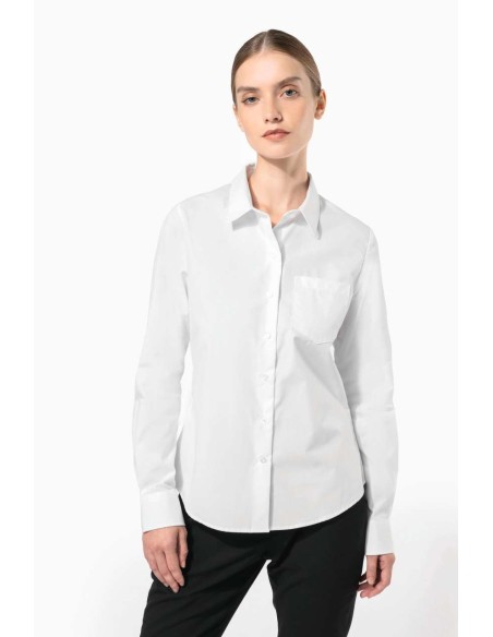 KAR-K542-LADIES' LONG-SLEEVED COTTON POPLIN SHIRT