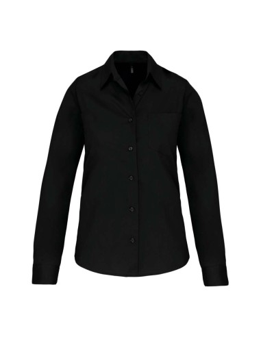 KAR-K542-LADIES' LONG-SLEEVED COTTON POPLIN SHIRT