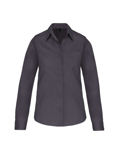 KAR-K542-LADIES' LONG-SLEEVED COTTON POPLIN SHIRT