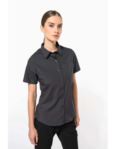 KAR-K544-LADIES' SHORT-SLEEVED COTTON POPLIN SHIRT