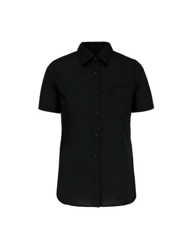KAR-K544-LADIES' SHORT-SLEEVED COTTON POPLIN SHIRT