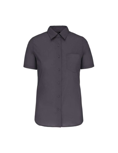 KAR-K544-LADIES' SHORT-SLEEVED COTTON POPLIN SHIRT