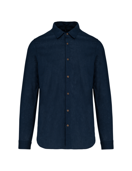 KAR-K588-MEN'S LONG SLEEVE LINEN AND COTTON SHIRT