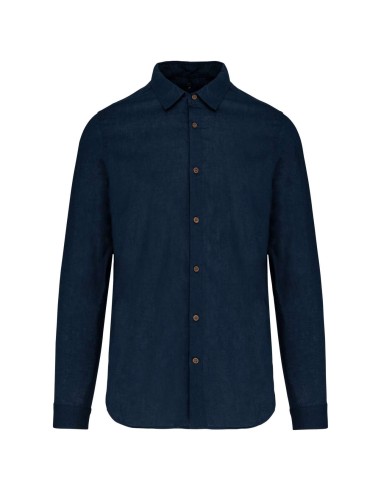 KAR-K588-MEN'S LONG SLEEVE LINEN AND COTTON SHIRT