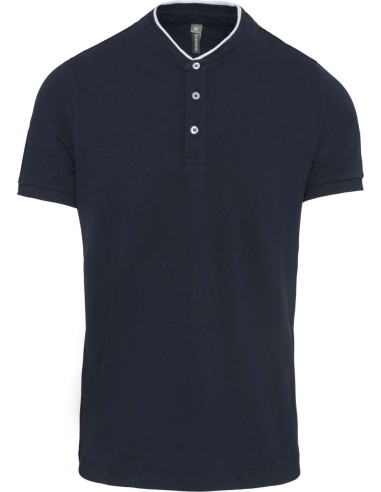 KAR-K223-MEN'S SHORT SLEEVE POLO SHIRT WITH MANDARIN COLLAR
