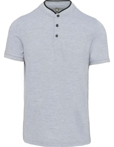 KAR-K223-MEN'S SHORT SLEEVE POLO SHIRT WITH MANDARIN COLLAR