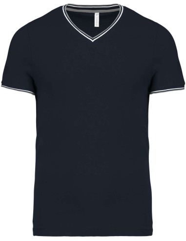 KAR-K374-MEN'S PIQUÉ KNIT V-NECK T-SHIRT