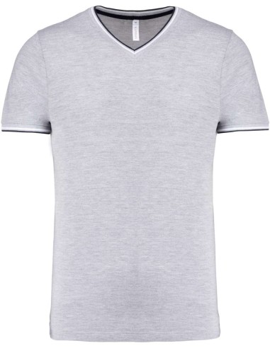 KAR-K374-MEN'S PIQUÉ KNIT V-NECK T-SHIRT
