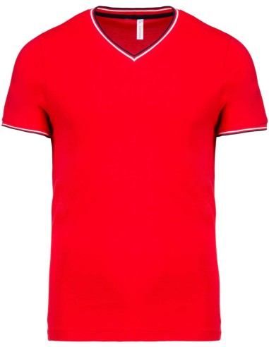 KAR-K374-MEN'S PIQUÉ KNIT V-NECK T-SHIRT