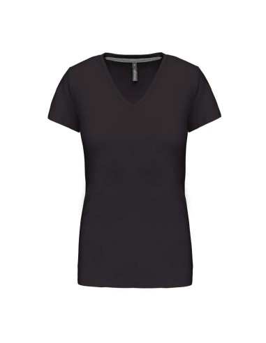 KAR-K381-T-shirt col V manches courtes femme