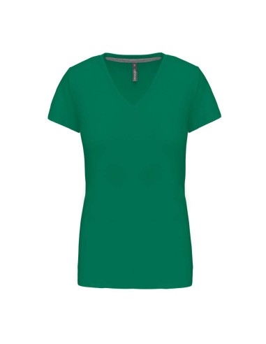 KAR-K381-T-shirt col V manches courtes femme