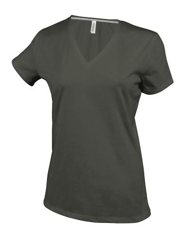 KAR-K381-T-shirt col V manches courtes femme
