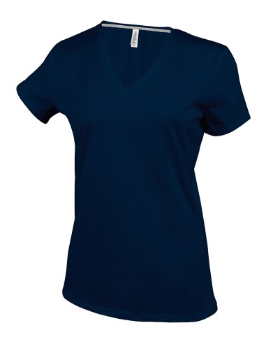 KAR-K381-T-shirt col V manches courtes femme