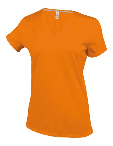 KAR-K381-T-shirt col V manches courtes femme