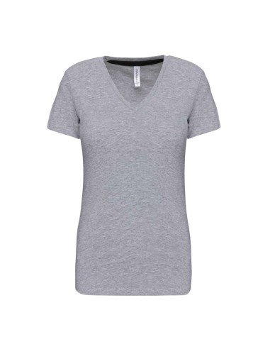 KAR-K381-T-shirt col V manches courtes femme