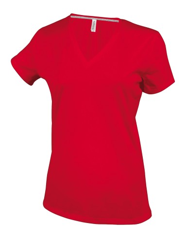 KAR-K381-T-shirt col V manches courtes femme