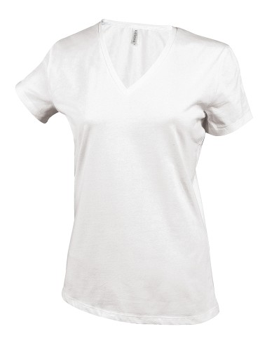 KAR-K381-T-shirt col V manches courtes femme