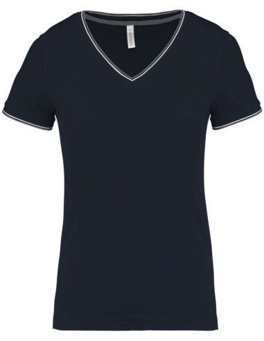 KAR-K394-LADIES' PIQUÉ KNIT V-NECK T-SHIRT