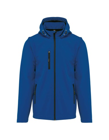 KAR-K422-UNISEX 3-LAYER SOFTSHELL HOODED JACKET WITH REMOVABLE SLEEVES