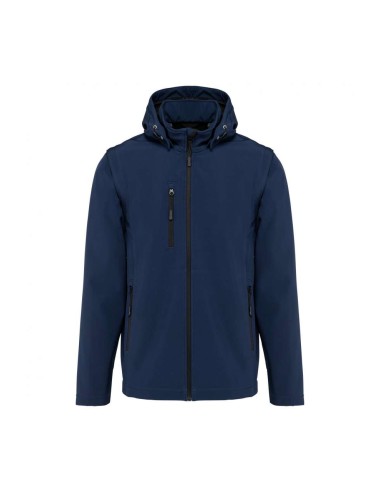 KAR-K422-UNISEX 3-LAYER SOFTSHELL HOODED JACKET WITH REMOVABLE SLEEVES