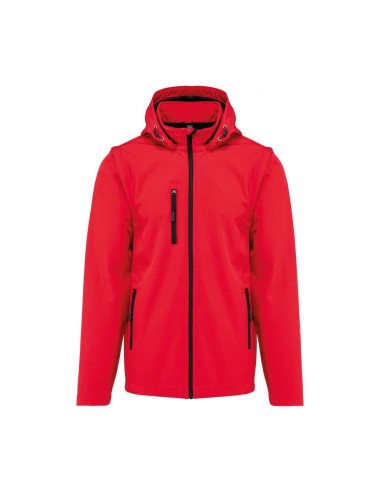 KAR-K422-UNISEX 3-LAYER SOFTSHELL HOODED JACKET WITH REMOVABLE SLEEVES