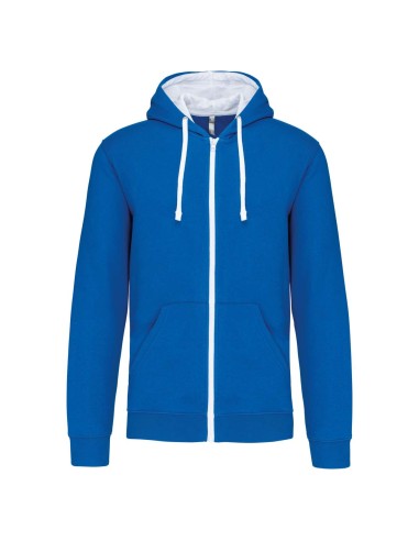 KAR-K466-MEN'S CONTRAST HOODED FULL ZIP SWEATSHIRT