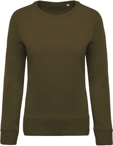 KAR-K481-LADIES’ ORGANIC COTTON CREW NECK RAGLAN SLEEVE SWEATSHIRT