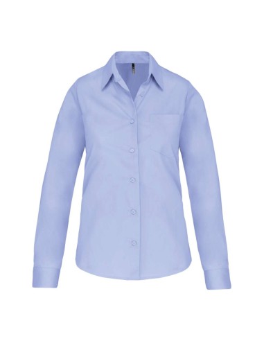 KAR-K542-LADIES' LONG-SLEEVED COTTON POPLIN SHIRT