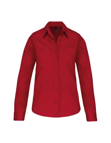 KAR-K542-LADIES' LONG-SLEEVED COTTON POPLIN SHIRT
