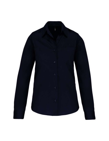 KAR-K542-LADIES' LONG-SLEEVED COTTON POPLIN SHIRT