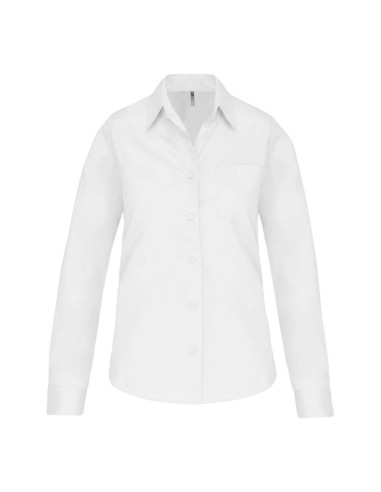 KAR-K542-LADIES' LONG-SLEEVED COTTON POPLIN SHIRT