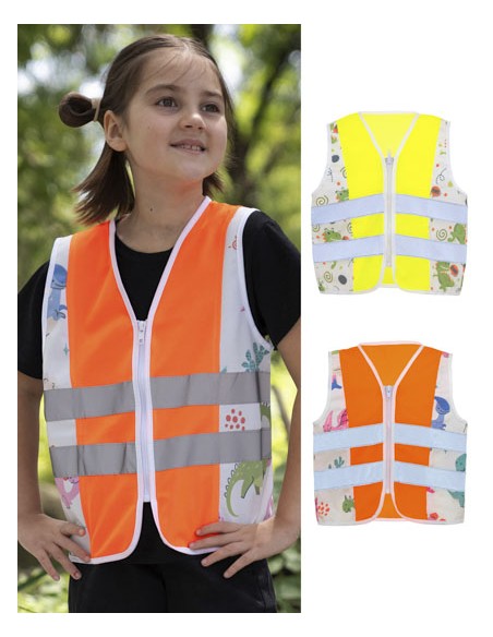KOR-ACTDIN-Childrens Safety Vest Action Dinosaurs CO² Neutral